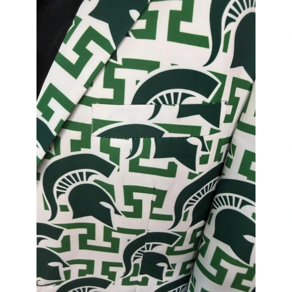 Shinesty Michigan State Spartans Blazer Mens 42 Green White Logo Suit Jacket